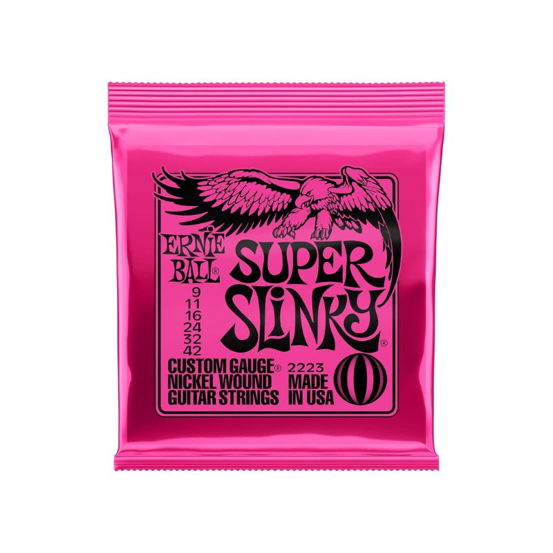 Cuerdas para guitarra eléctrica Ernie Ball Super Slinky de níquel, calibre 09 - 42