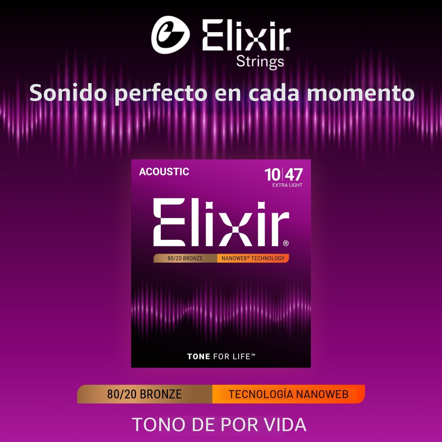 Elixir Nanoweb – Cuerdas para guitarra acústica 010 – 047 - Imagen 5