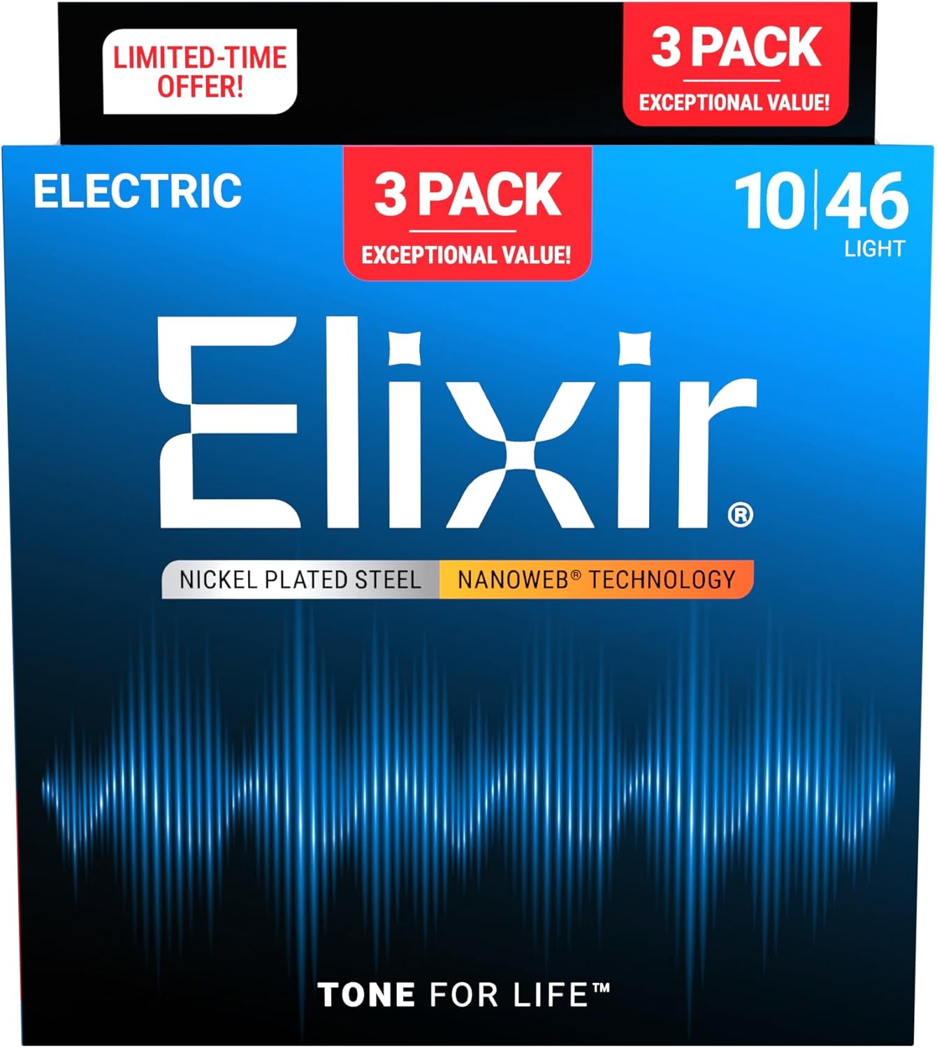 Elixir Nanoweb (Paquete de 3) - Cuerdas para guitarra eléctrica 010-.046 - Imagen 3